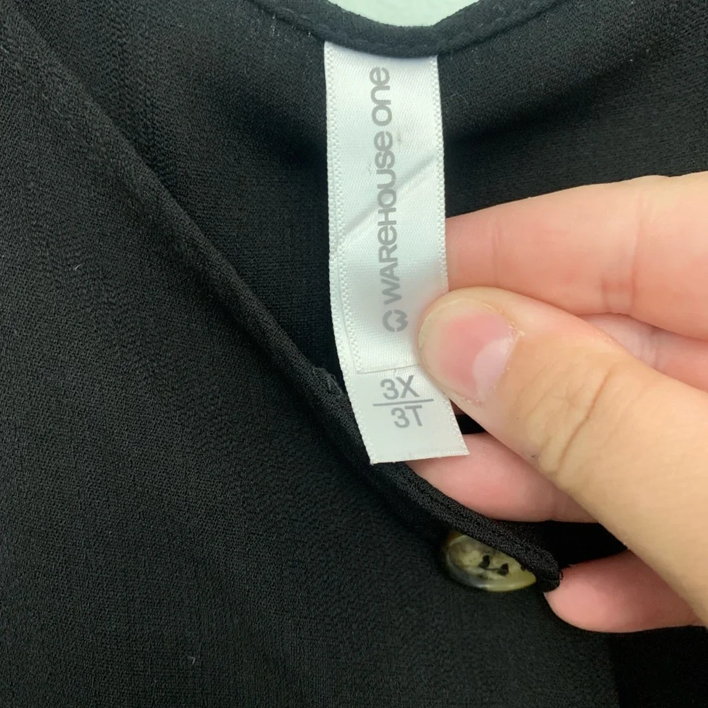 Black Button-Down Women's Top - Picture 3 of 4